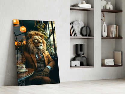Lion Gentleman Glass Wall Art