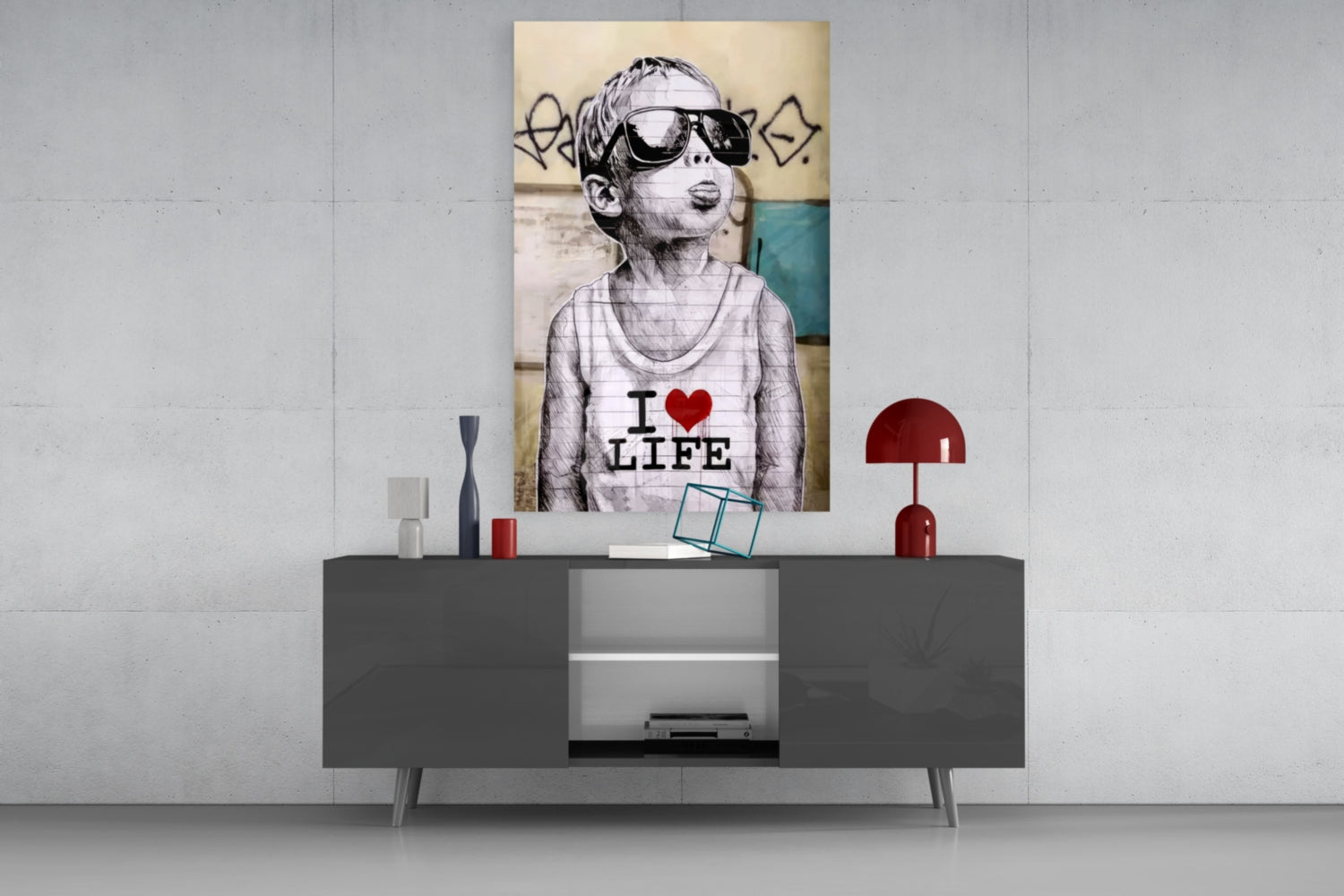 I Love Life Glass Wall Art