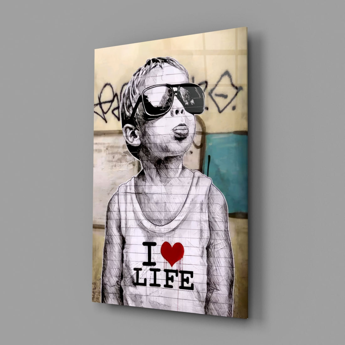 I Love Life Glass Wall Art