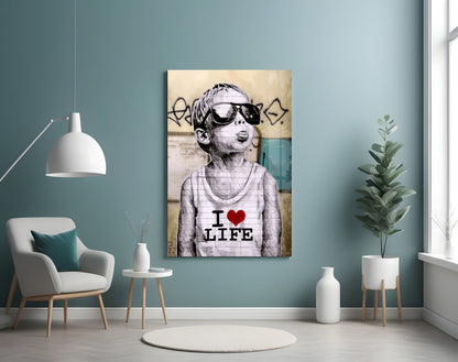 I Love Life Glass Wall Art