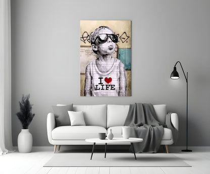 I Love Life Glass Wall Art