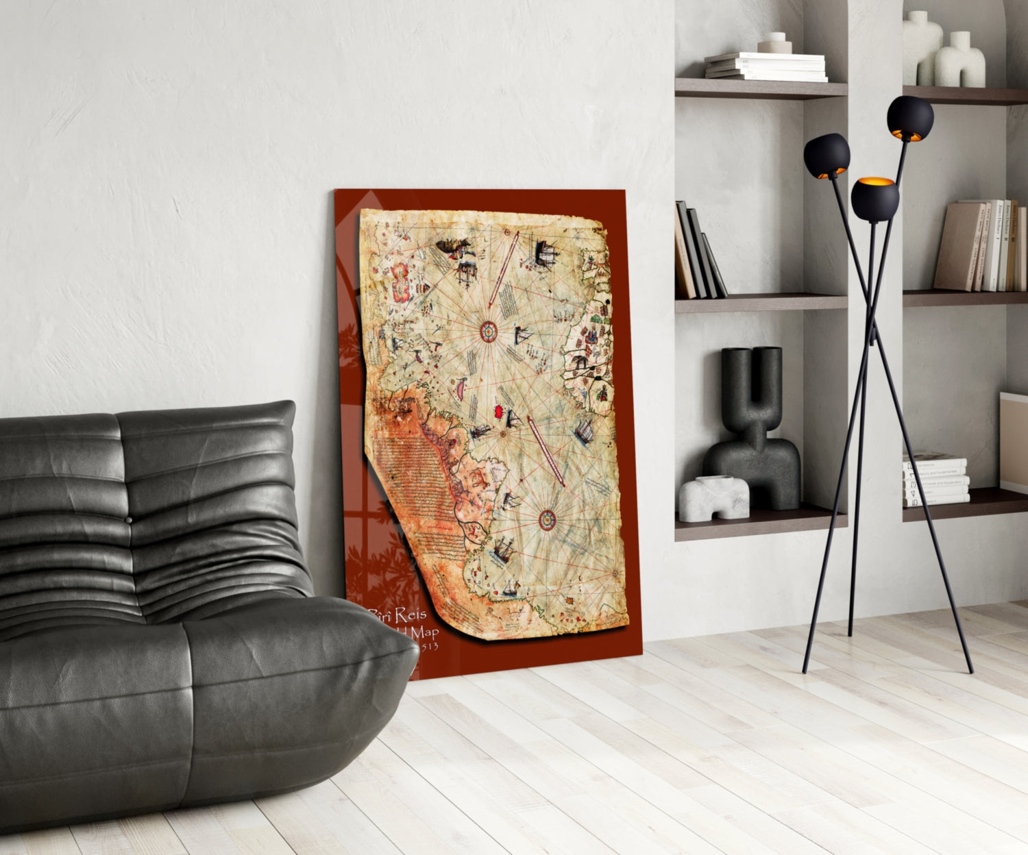 Map of Piri Reis Glass Wall Art
