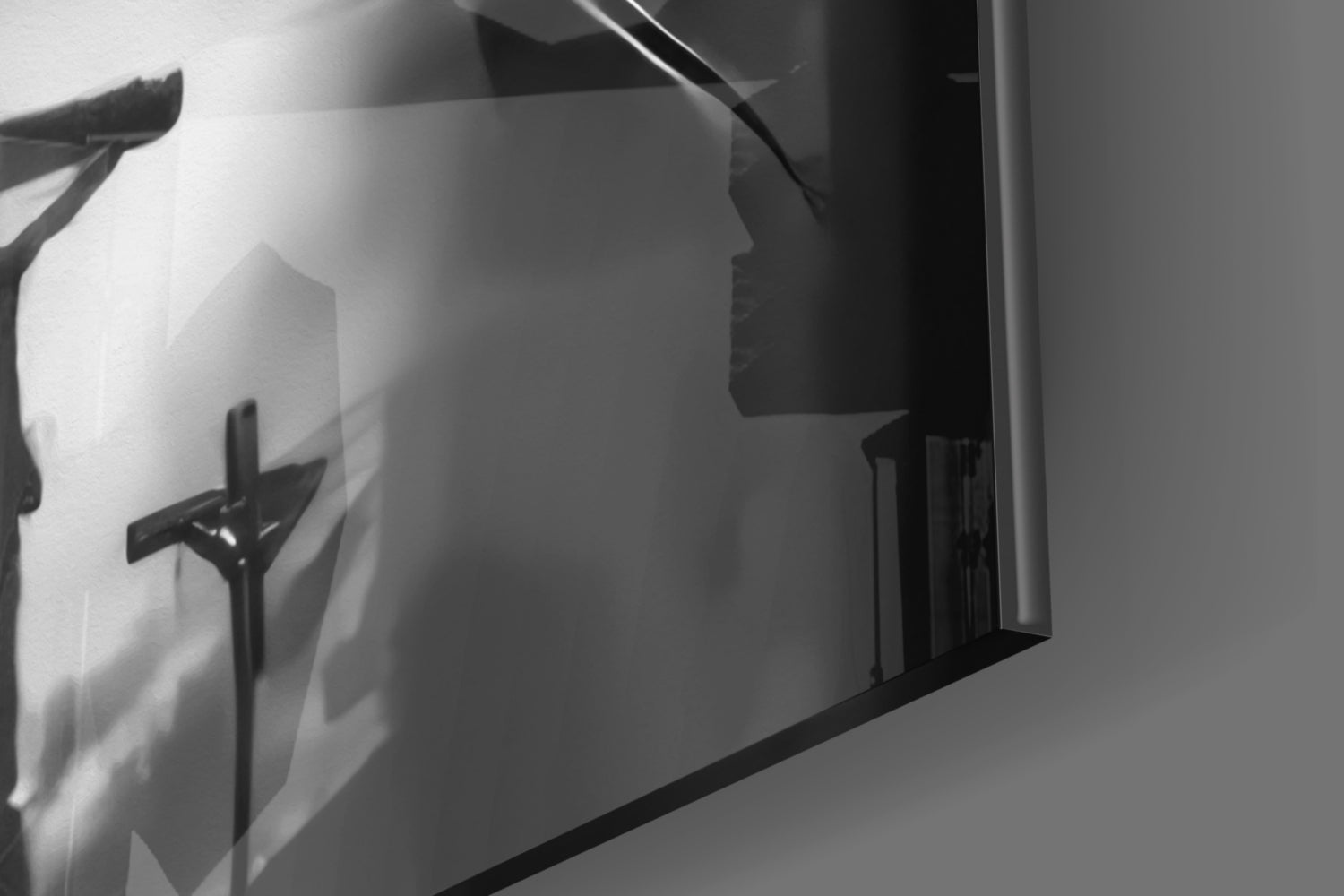 Black and White Crown of Thorns Jesus Glass Wall Art