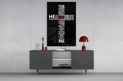 Psalm Typography Word Cross Glass Wall Art