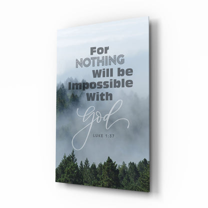 Nothing Impossible Misty Forest Verse Glass Wall Art