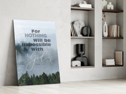 Nothing Impossible Misty Forest Verse Glass Wall Art