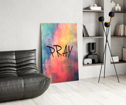 Pray Glass Wall Art
