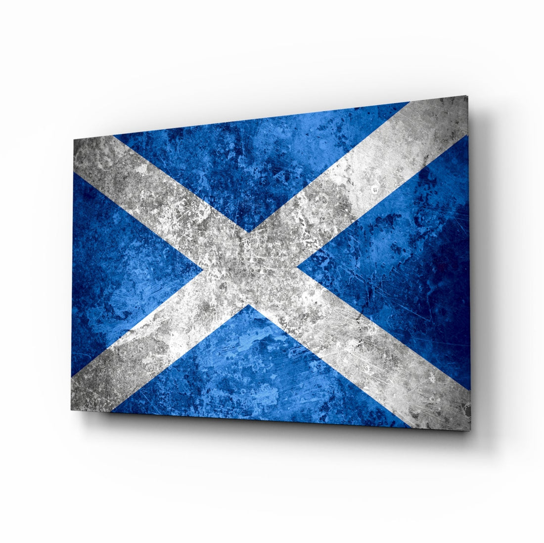 Weathered Concrete Blue Saltire Scotland Flag Glass Wall Art