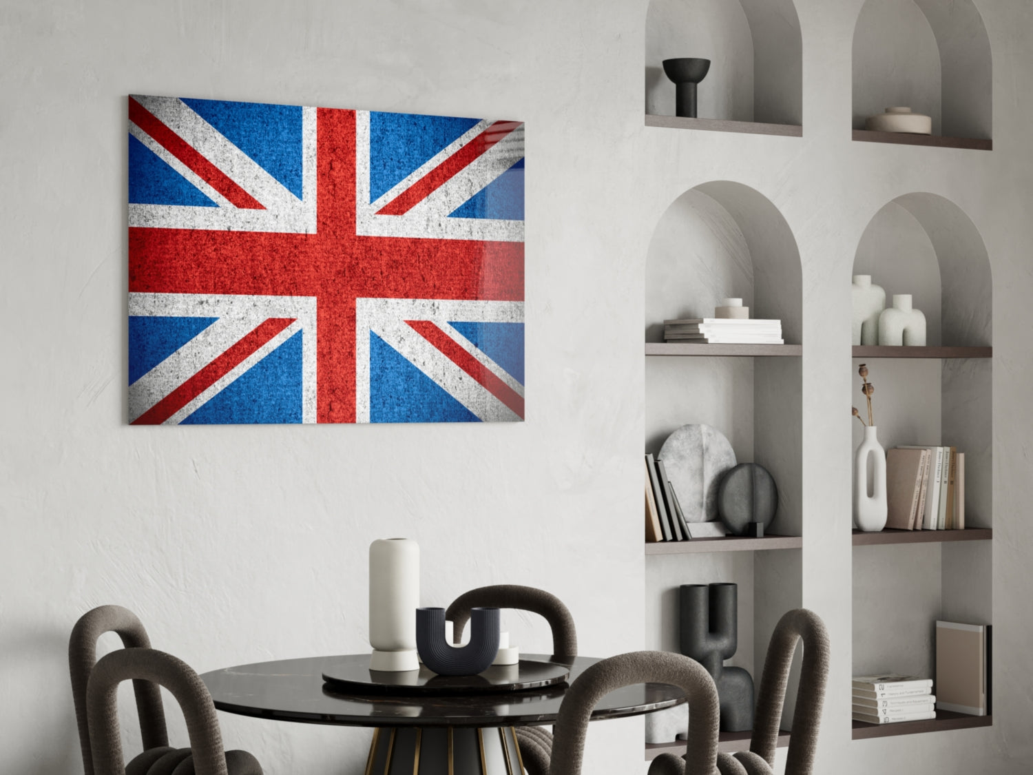 Concrete Wall Bright Union Jack Flag Glass Wall Art