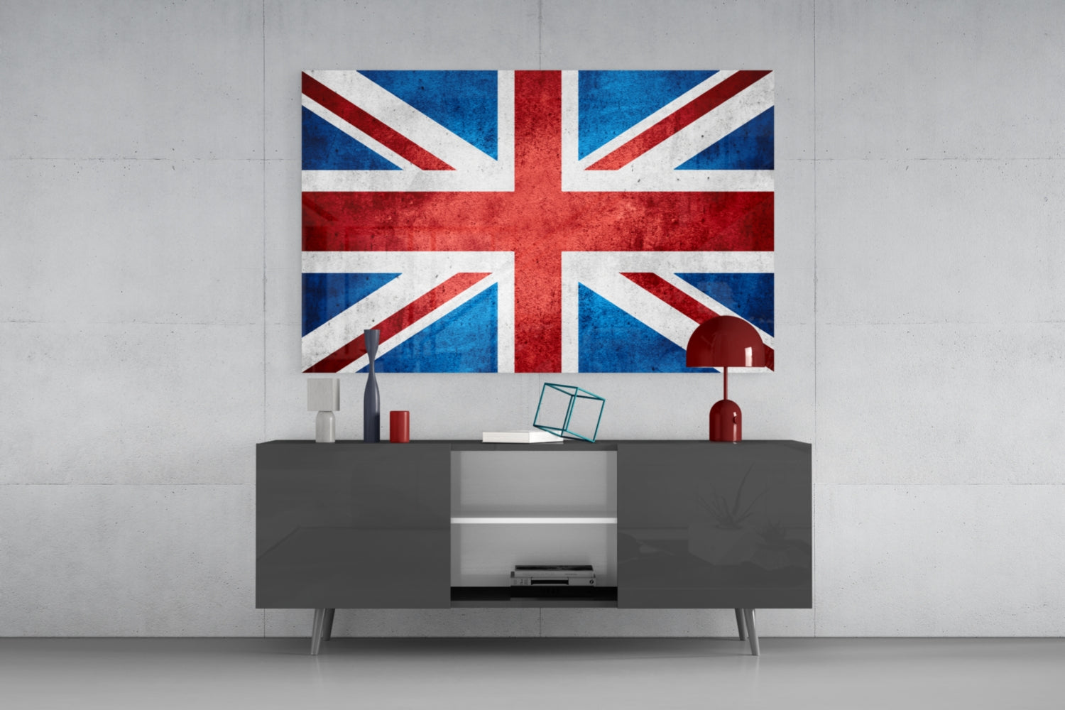 Faded Distressed Union Jack Flag Glass Wall Art