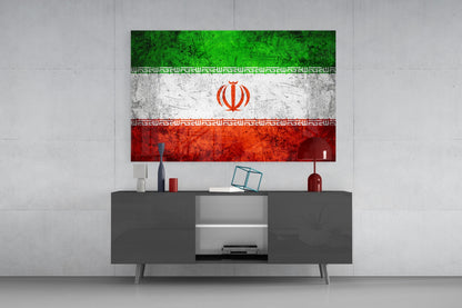Flag of Iran Glass Wall Art