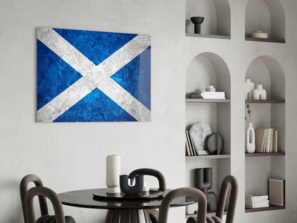 Icy Marble Deep Blue Scotland Flag Glass Wall Art