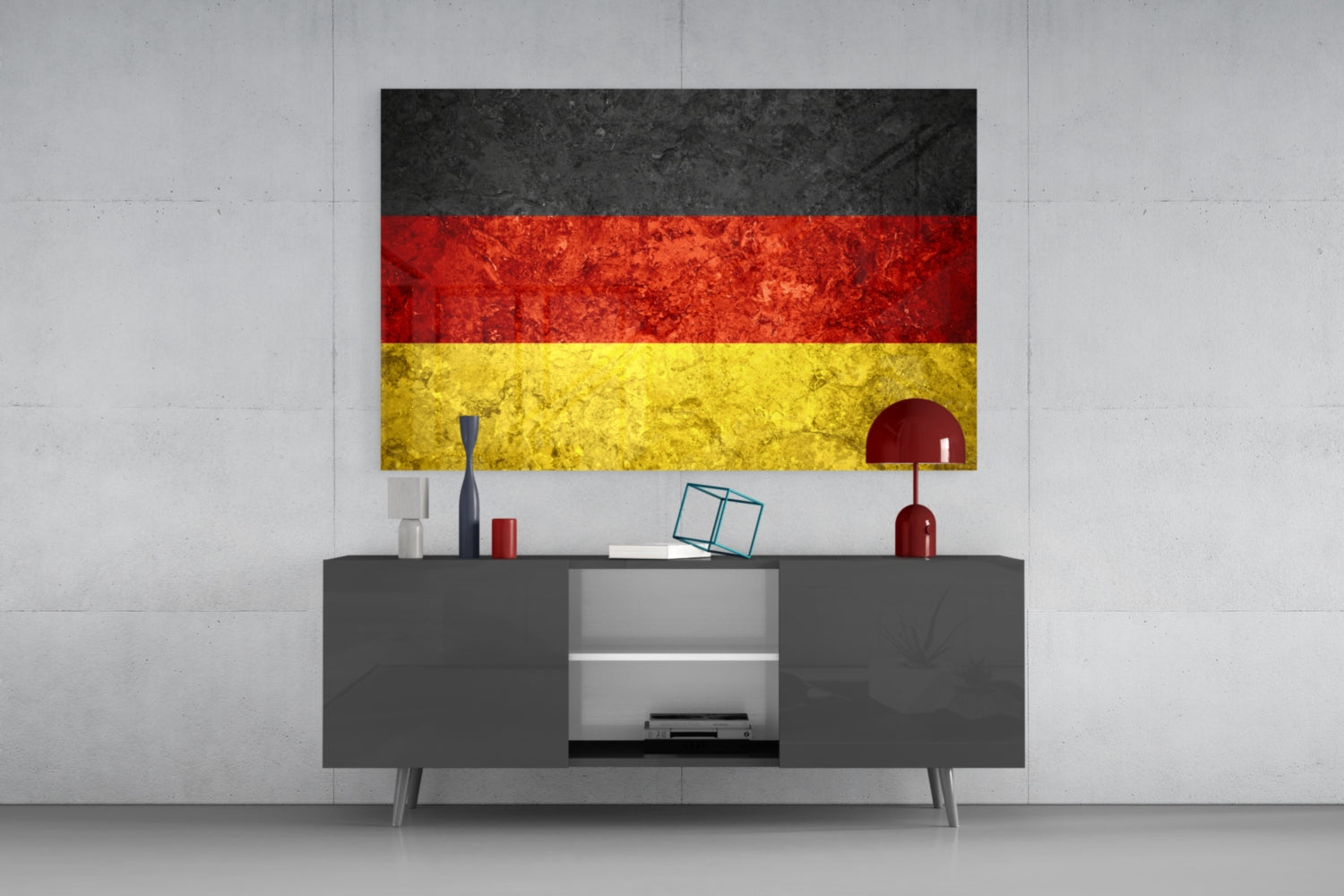 German Flag Stone Texture Glass Wall Art