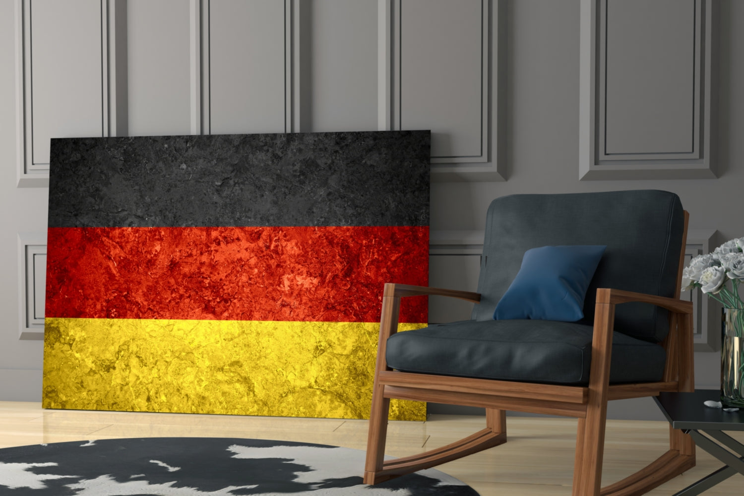German Flag Stone Texture Glass Wall Art