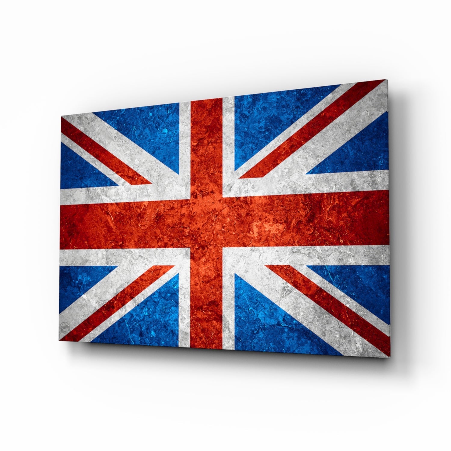 Fiery Orange Cross Bright Union Jack Glass Wall Art