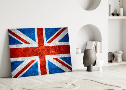 Fiery Orange Cross Bright Union Jack Glass Wall Art