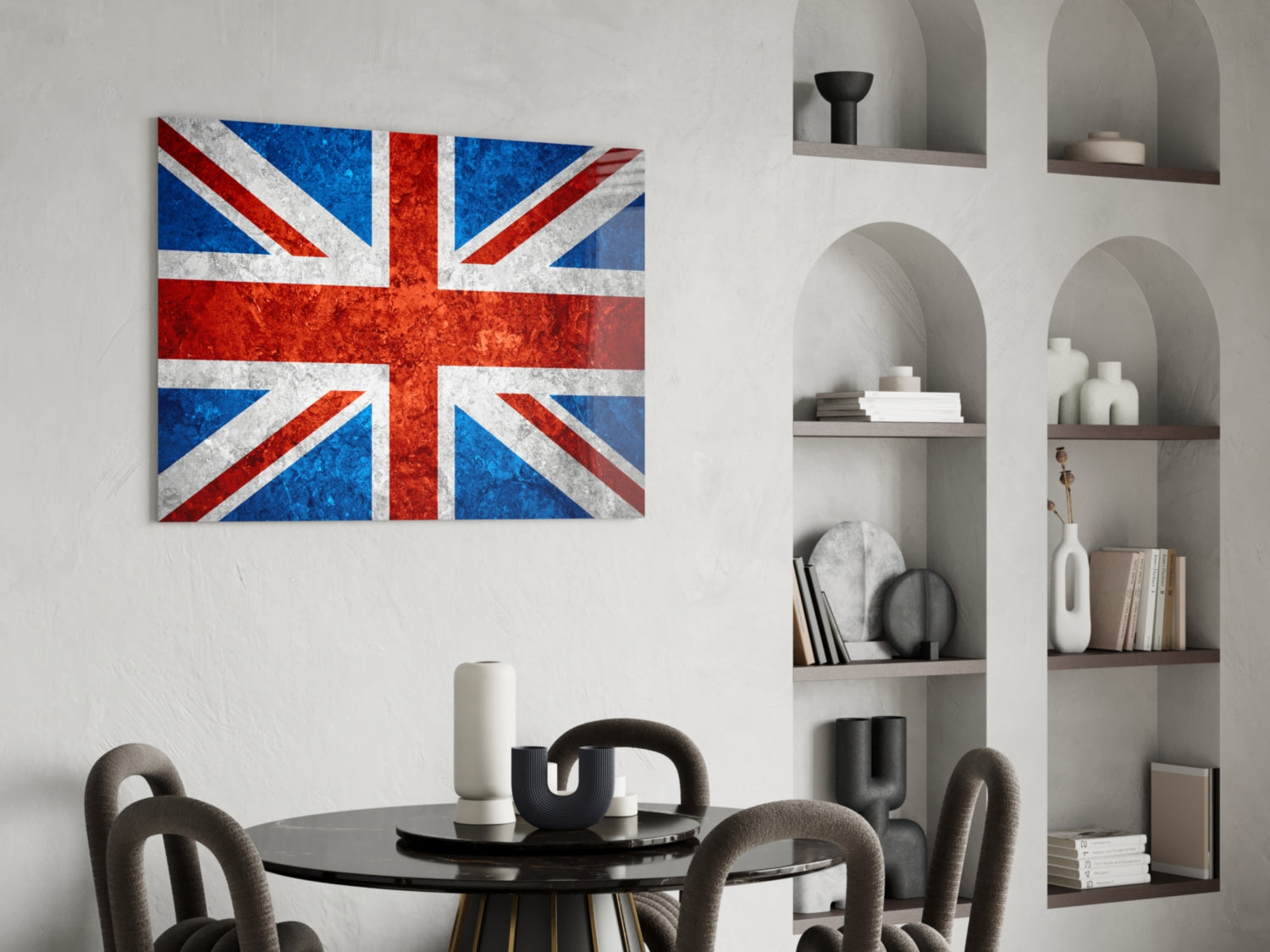 Fiery Orange Cross Bright Union Jack Glass Wall Art