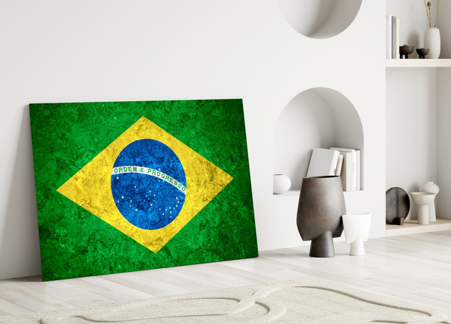 Marble Stone Texture Brazil Diamond Flag Glass Wall Art