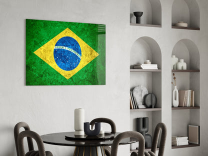 Marble Stone Texture Brazil Diamond Flag Glass Wall Art