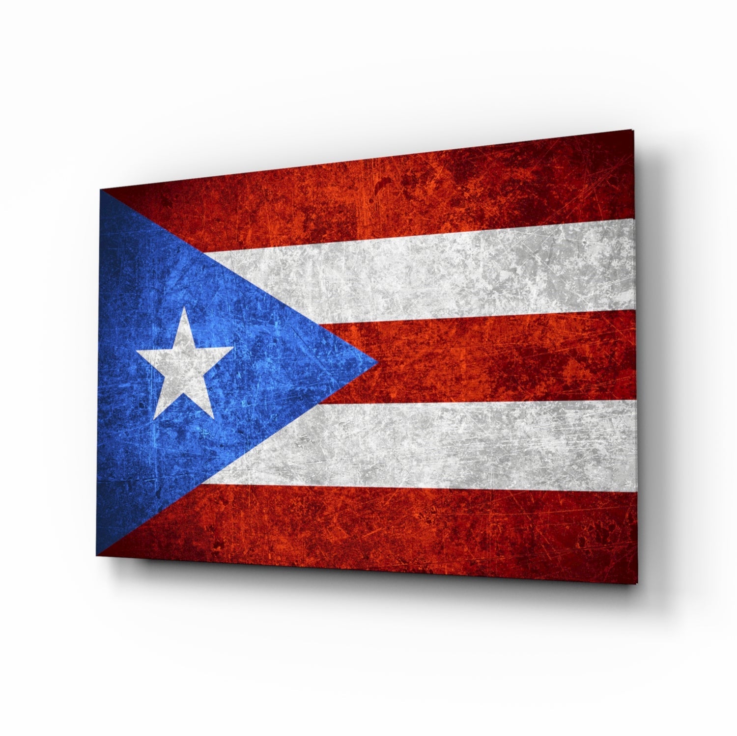 Dark Grunge Puerto Rico Lone Star Flag Glass Wall Art