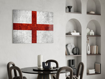 Stone White Crimson England Cross Flag Glass Wall Art
