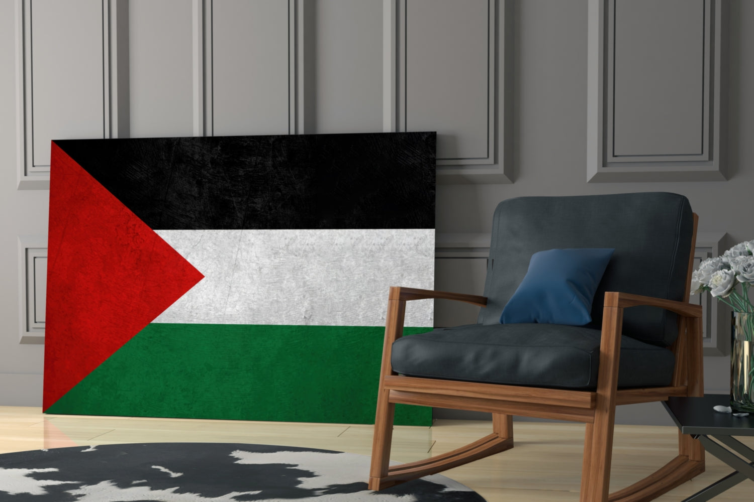 Matte Stone Texture Palestine Flag Glass Wall Art