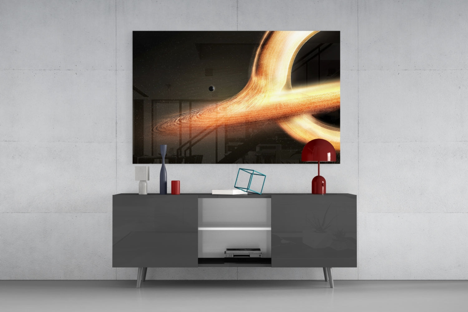 Golden Black Hole Glass Wall Art