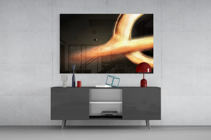 Golden Black Hole Glass Wall Art