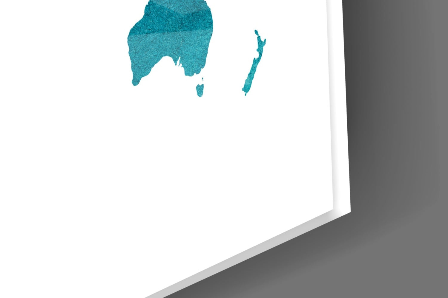 Teal Watercolor World Map Glass Wall Art