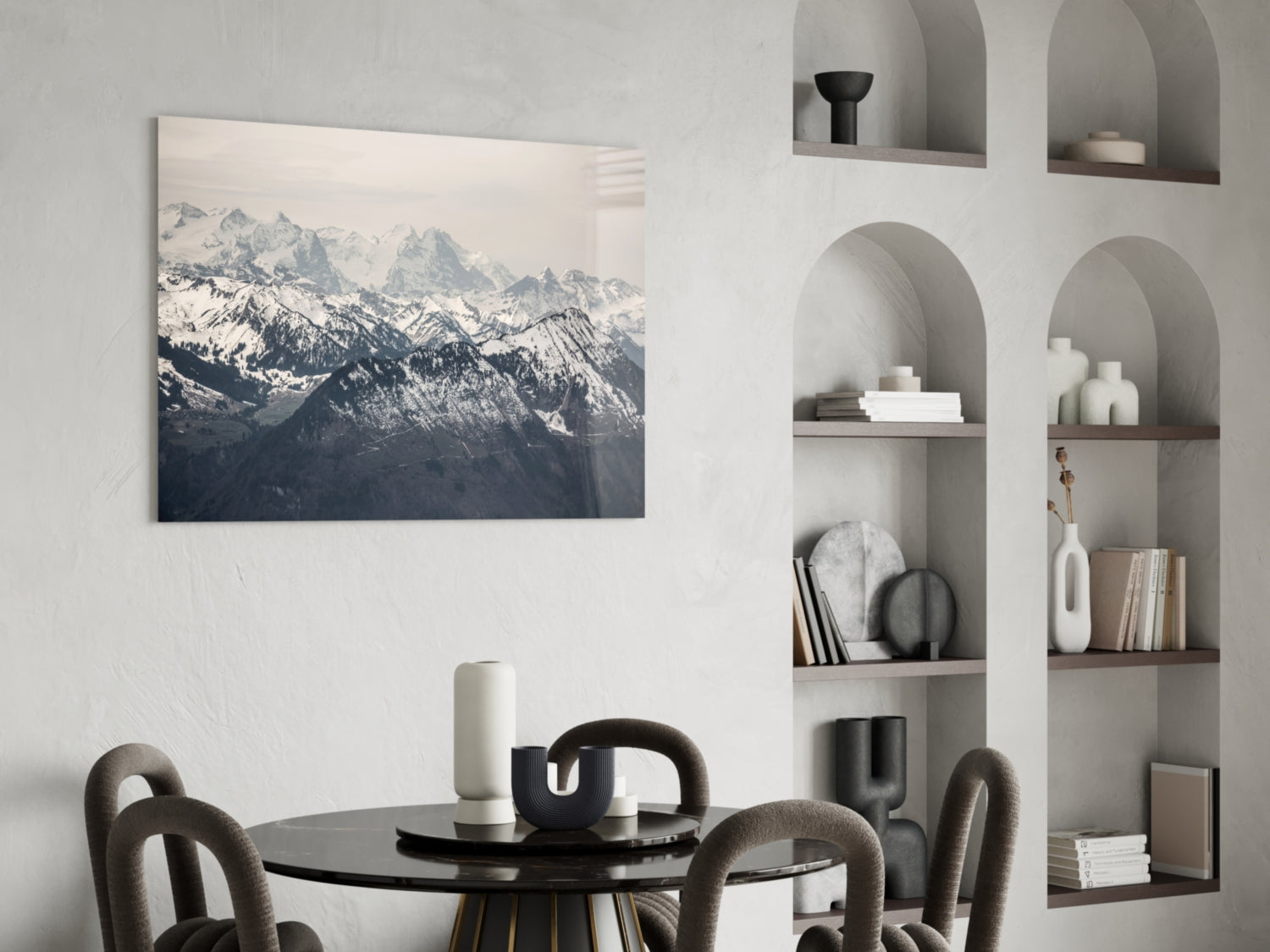 Snowy Mountains Glass Wall Art