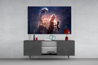 Space Clouds Glass Wall Art