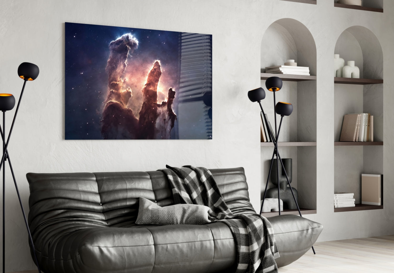 Space Clouds Glass Wall Art