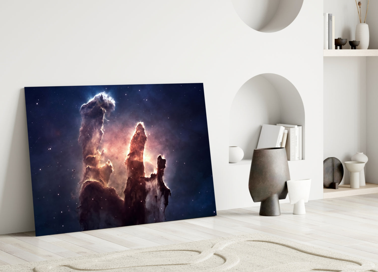 Space Clouds Glass Wall Art