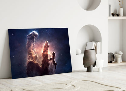 Space Clouds Glass Wall Art