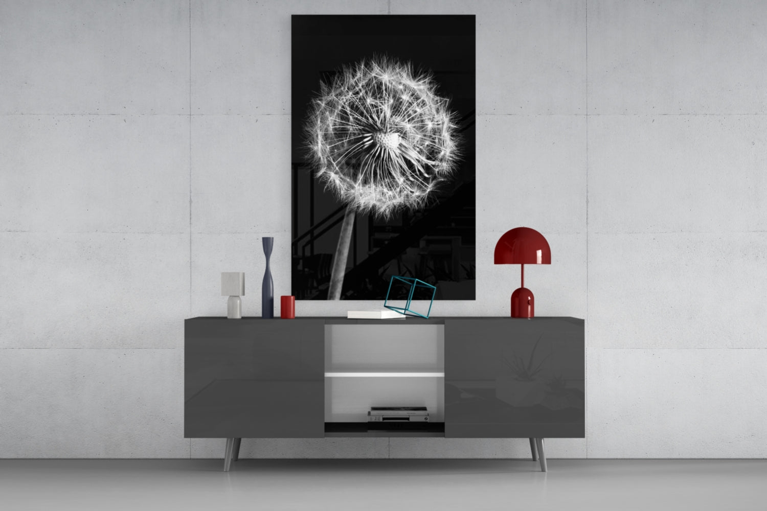 Wispy Dandelion Seed Head Glass Wall Art