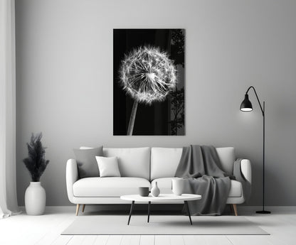 Wispy Dandelion Seed Head Glass Wall Art