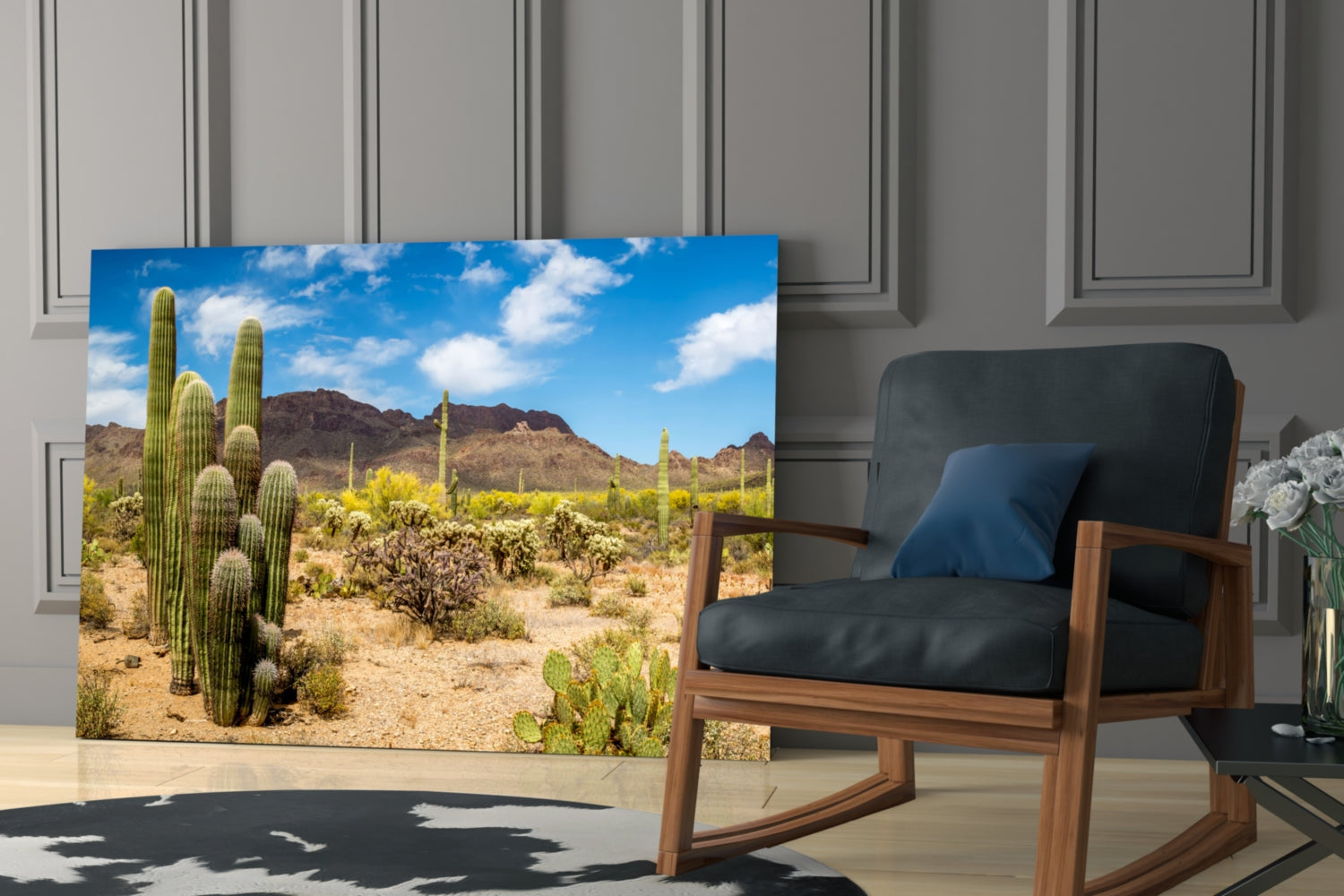 Cactuses Glass Wall Art