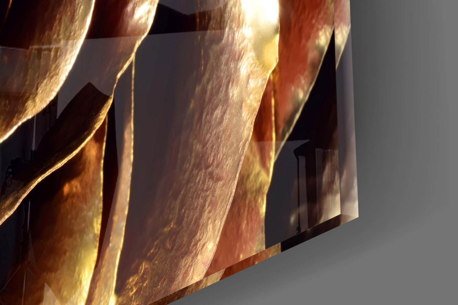 Golden Metallic Rose Glass Wall Art