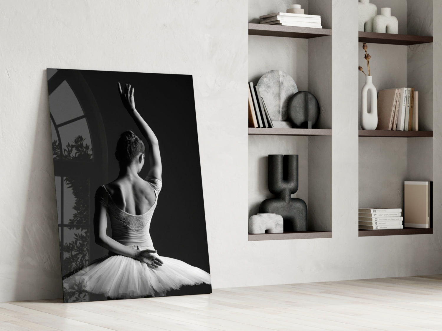 Black and White Tutu Ballerina Glass Wall Art