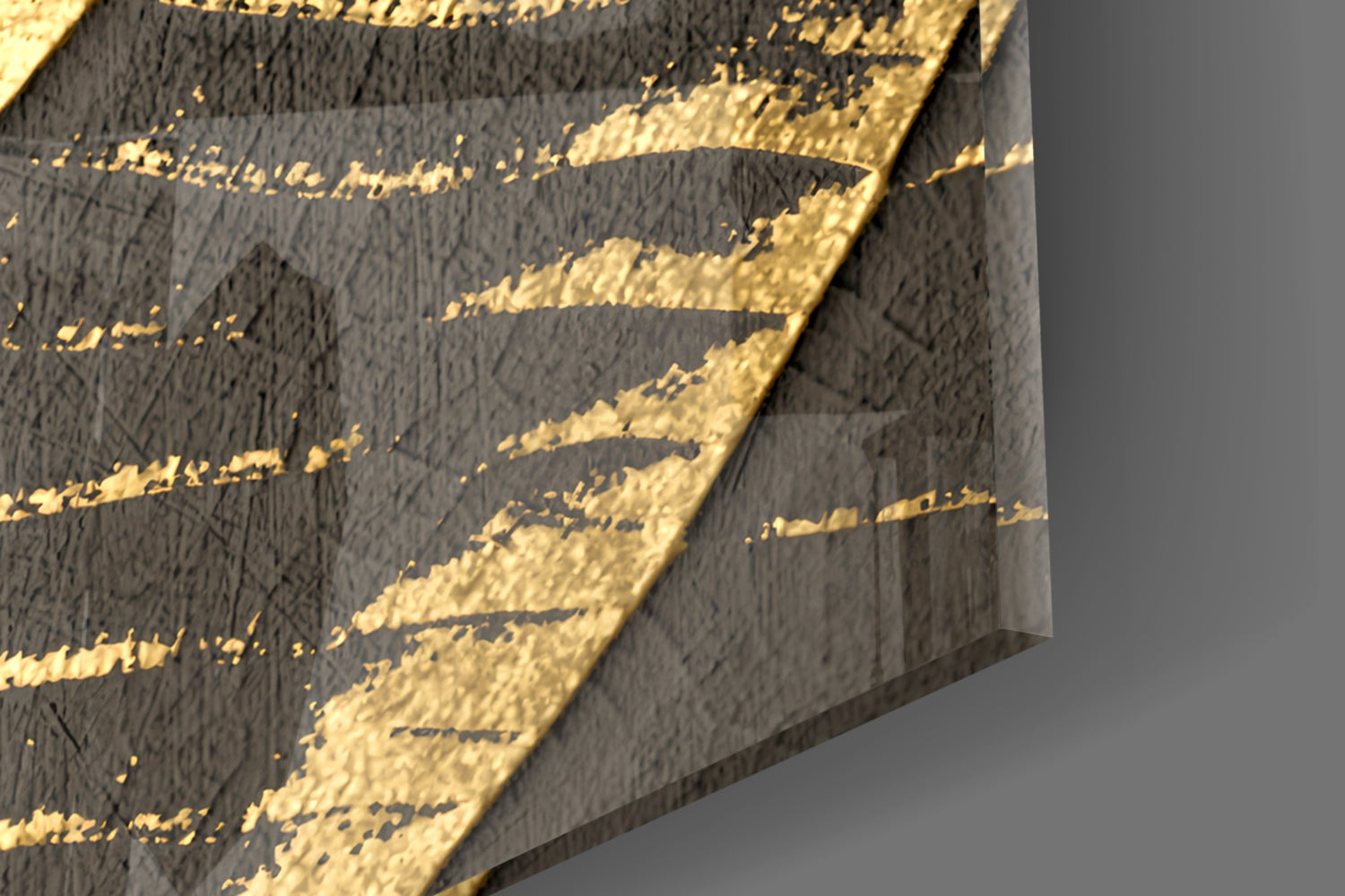 Gold Foil Leaf Veins on Charcoal Glass Wall Art