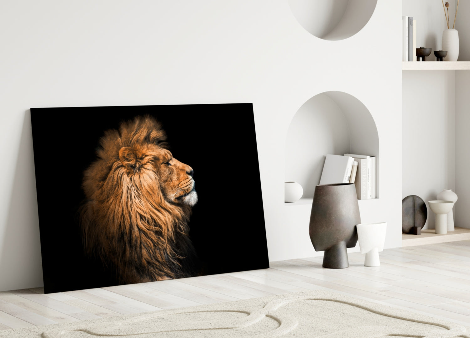 Golden Lion Side Profile Glass Wall Art
