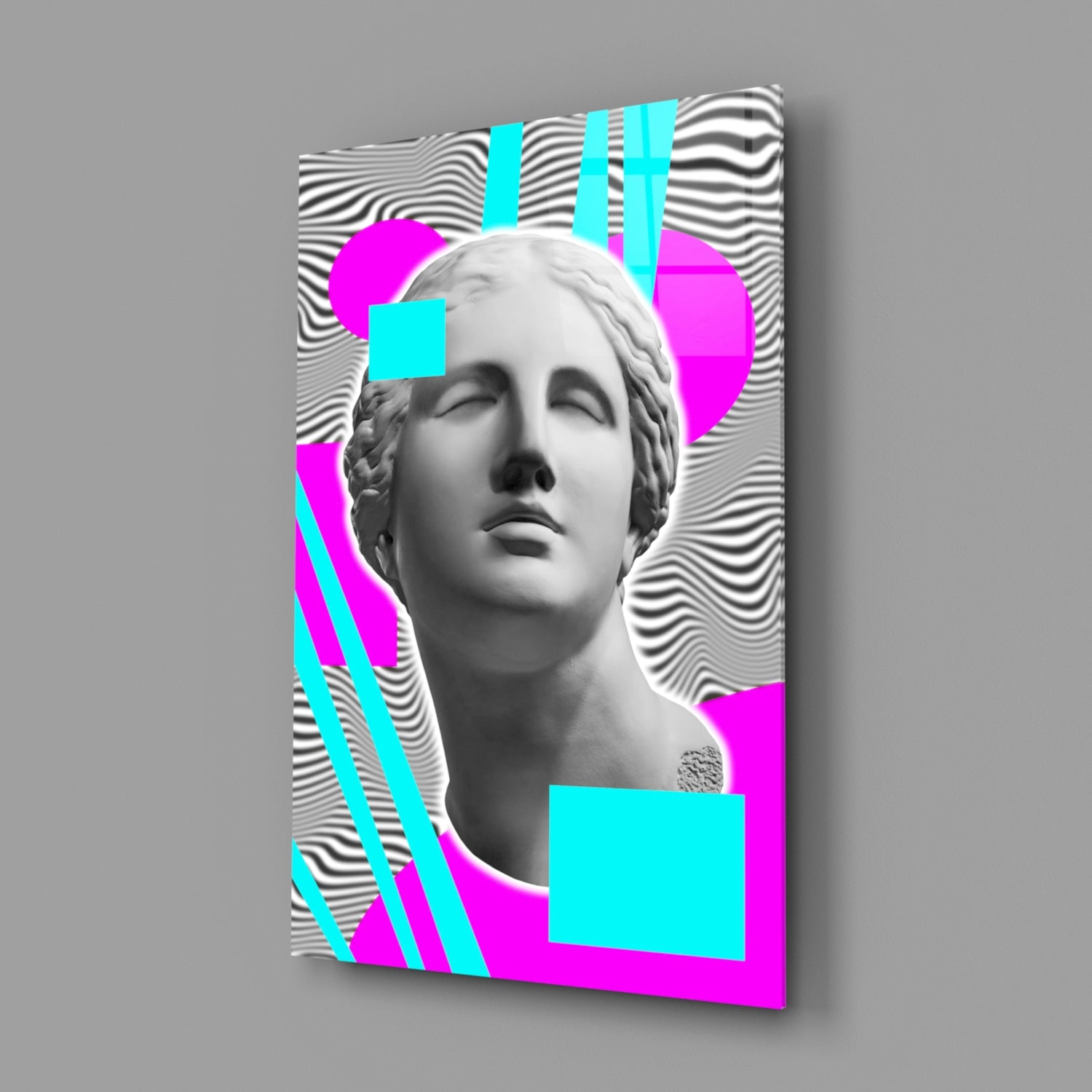 Vaporwave Venus Op Art Glass Wall Art