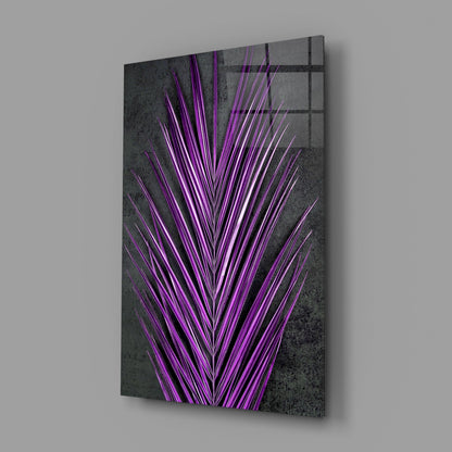 Bright Purple Palm Frond Areca Bunch Glass Wall Art