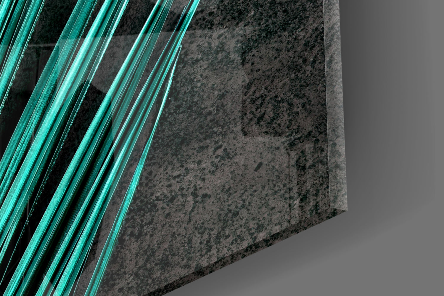 Turquoise Palm Frond Areca Bunch Glass Wall Art