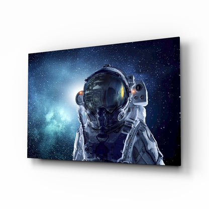 Astronaut Helmet Starfield Portrait Glass Wall Art