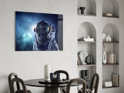 Astronaut Helmet Starfield Portrait Glass Wall Art