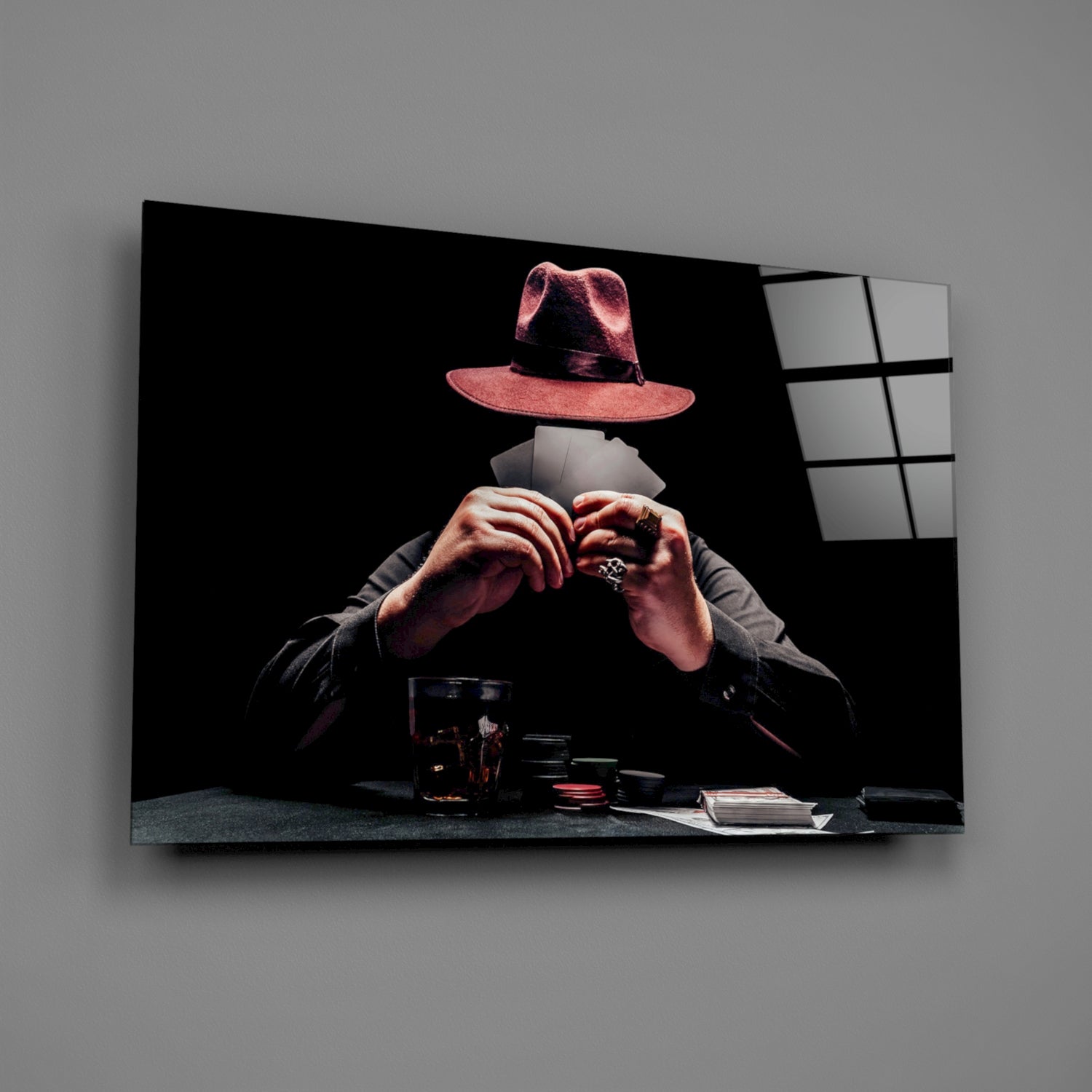 The Mysterious Gambler Glass Wall Art
