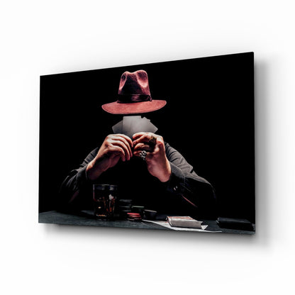 The Mysterious Gambler Glass Wall Art