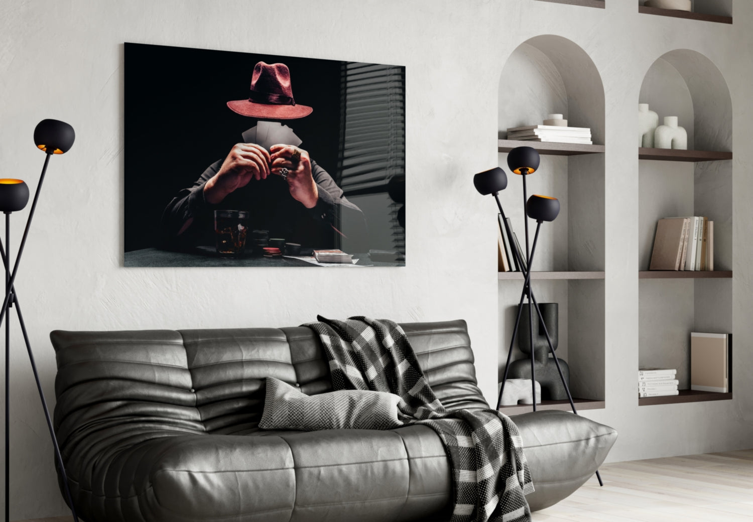 The Mysterious Gambler Glass Wall Art