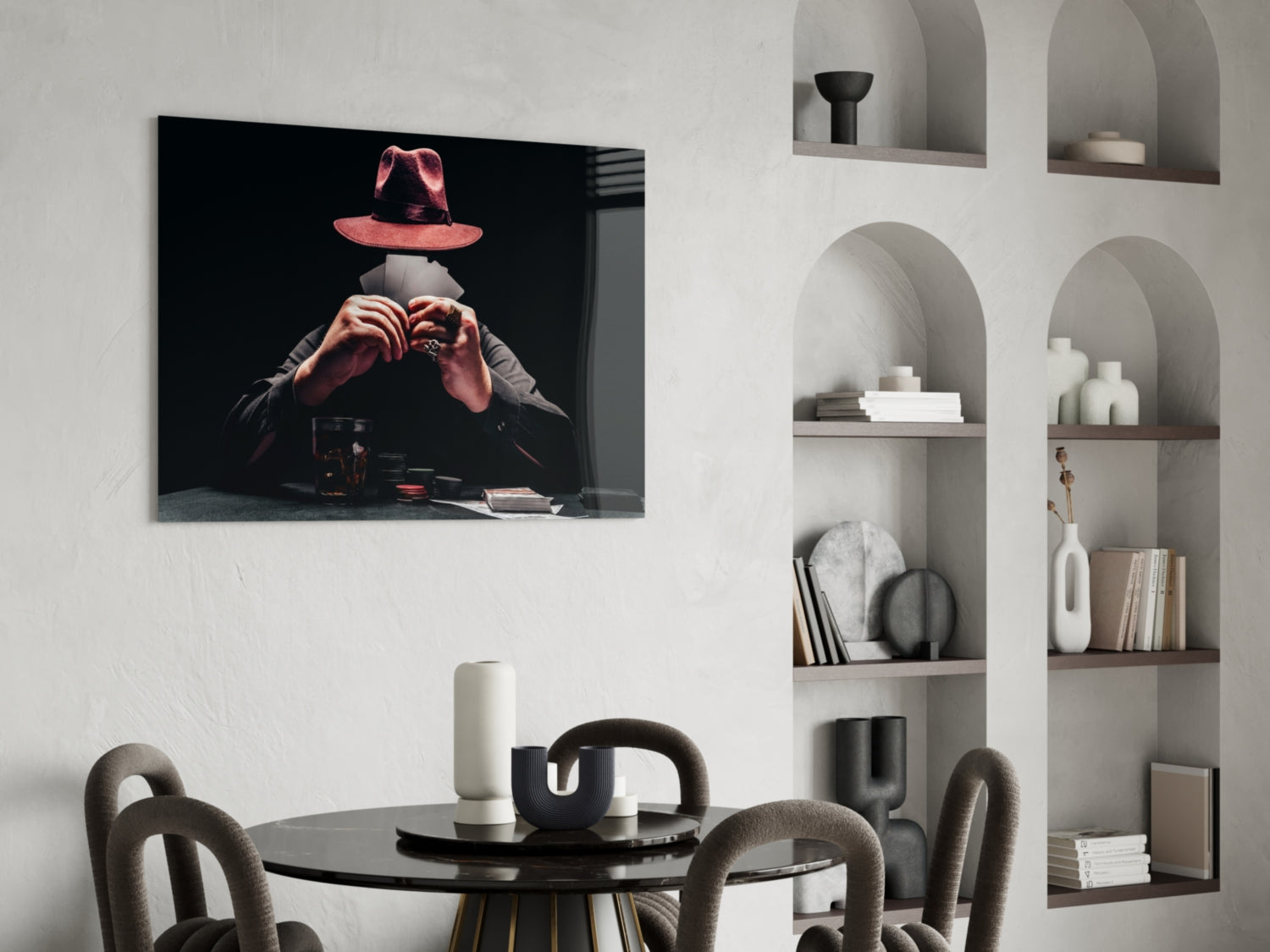 The Mysterious Gambler Glass Wall Art